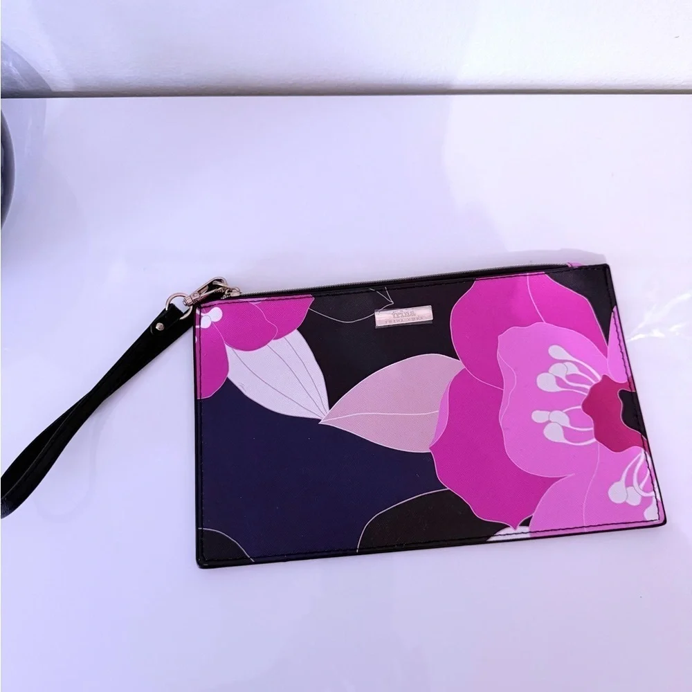 Trina Turk Floral Black and Pink Clutch